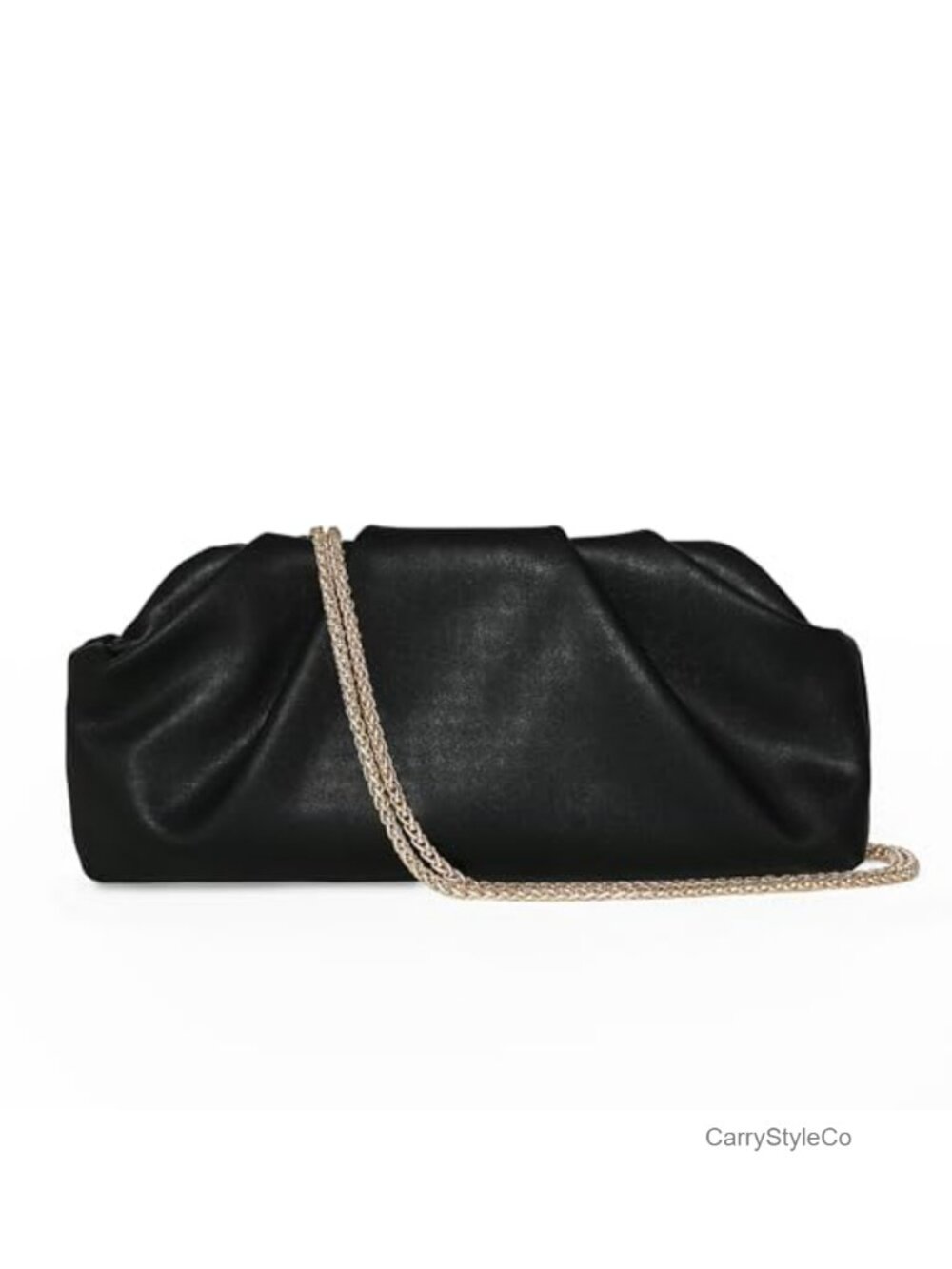 Pleated Soft PU Leather Evening Clutch with Detachable Chain